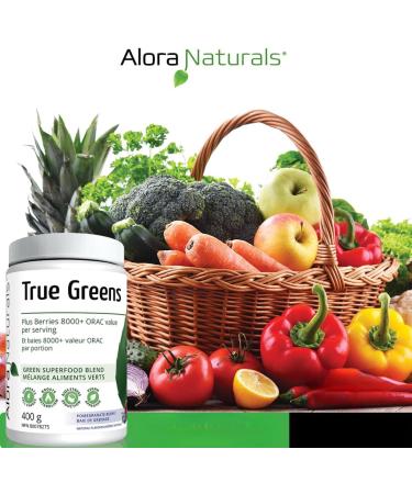 True Greens Superfood Powder | Greens & Berries Superfood Blend Powder | Fruit & Vegetable Replacement for Antioxidants Phytonutrients & Essential Nutrients | 30 Servings (Unflavoured) Natural 400 g (Pack of 1) - Buy Online on GoSupps.com