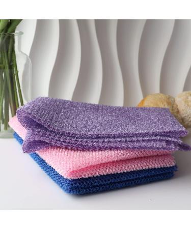 BAIMEI African Net Sponge Bath Set - 3 Exfoliating Scrubbers for Skin Cleanse in Pink, Purple, Blue - Buy Online on GoSupps.com