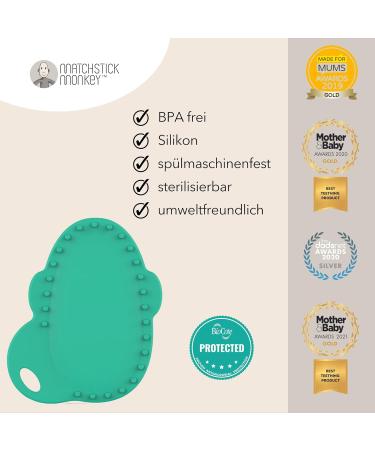 Matchstick Monkey Flat Face Teether - Antimicrobial Silicone BPA-Free Perfect Teething Aid for 3 Months+ (Monkey Green) - Buy Online on GoSupps.com