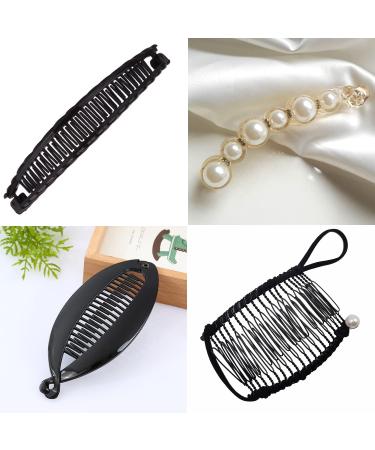 4 Pieces Banana Hair Clips Double Comb Banana Clips Fishtail Banana Clips Pearl Banana Clips Clincher Combs Banana Clips Vintage Hair Clip Accessories Headwear DIY Hairstyles for Thick Hair. - Buy Online on GoSupps.com