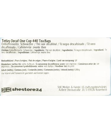  SHESTORE24 Tetley Decaf One Cup 440 Tea Bags: Decaffeinated English black tea without caffeine from England in a large resealable 440g pack - Buy Online on GoSupps.com