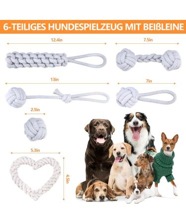 Cabertary 6-Piece Indestructible Dog Toy Set | Chewing Rope Knot Balls for Small & Medium Dogs | Robust Dental Care Toys - Buy Online on GoSupps.com