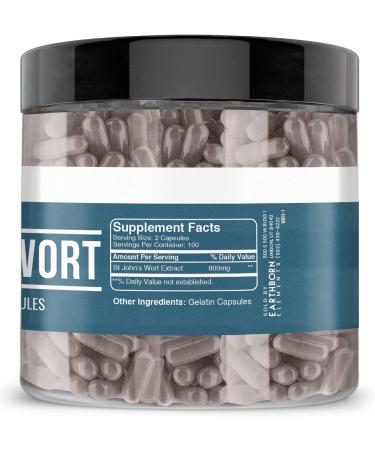 Earthborn Elements St. Johns Wort 200 Capsules - Pure & Undiluted - No Additives - 200 Count - Buy Online on GoSupps.com