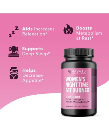 Night Time Fat Burner for Women - Apigenin 50mg Metabolism Booster & Appetite Suppressant - 2 Month Supply Weight Loss Pills - Sleep Support & Weight Loss Blend - 60 Count - Buy Online on GoSupps.com