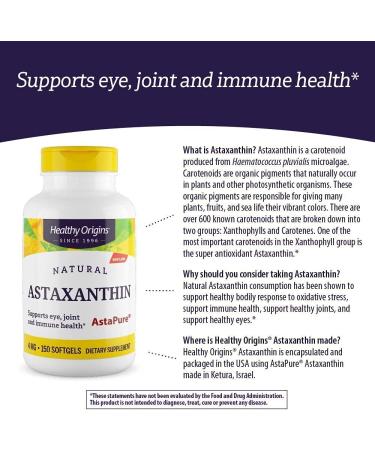 Healthy Origins Astaxanthin (AstaPure) 4 mg - 150 Softgels - Buy Online on GoSupps.com