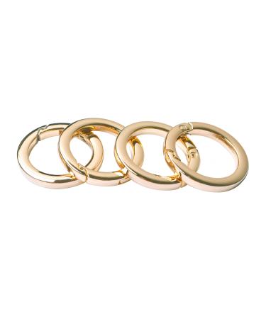 Bobeey 4pcs Round Carabiner Metal Spring Key Ring,Spring Snap Hooks Clip,Spring Keyring Buckle,Flat O ring for Purses BBC40 Light Gold 1 1/2"(38mm) 4pcs