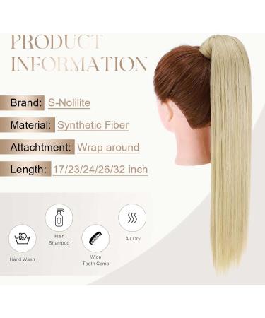 S-noilite 23 Straight Wrap Around Ponytail Clip in Hair Extension - Ash Blonde/Bleach Blonde Mix - 23 Inch - Buy Online on GoSupps.com