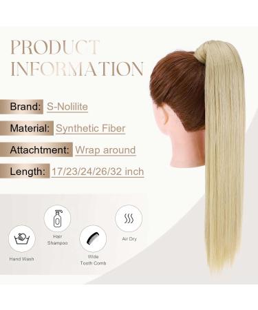 Pference Extensions: 58cm Clip-in Ponytail Extensions - Real Hair Braid Art in Smooth Ash Blonde & Bleach Blonde Mix - Buy Online on GoSupps.com