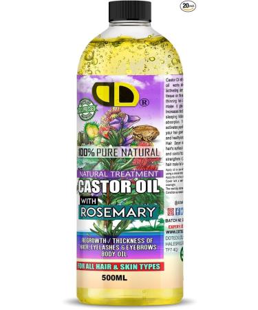 DD teck Organic pure castor oil with rosemary essential oil (ready to use) for hair growth scalp treatment eyelashes and eyebrows 50 ml