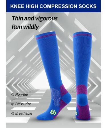 3 Pairs Women's Compression Socks 20-30 mmHg Knee High - Pink Orange Light Blue | Small-Medium Size - Buy Online on GoSupps.com