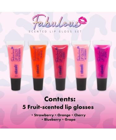 abeec Scented Lip Gloss Set 5 x Lip Gloss Pack - Strawberry Blueberry Cherry Orange And Grape Kids Makeup Sets For Girls Kids Lip Gloss Sets For Girls - Buy Online on GoSupps.com