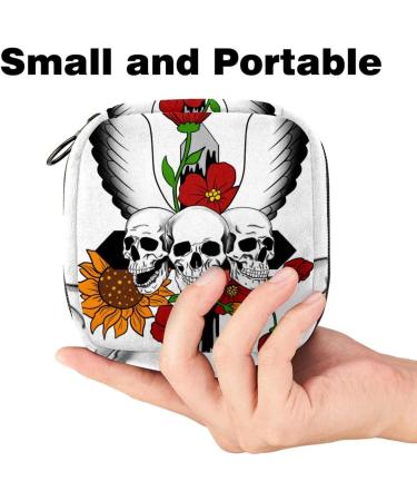 Skull Rose & Sunflowers Wing Bandage Bag - Portable Menstruation Pad & Cup Holder for Girls & Women - Buy Online on GoSupps.com
