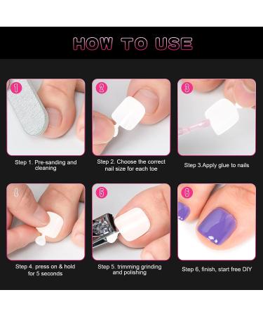 AORAEM Toenail Press on Nails 120Pcs | Natural Short Fake Toe Nails for Girls and Women | 12 Sizes - Natural-120 - Buy Online on GoSupps.com