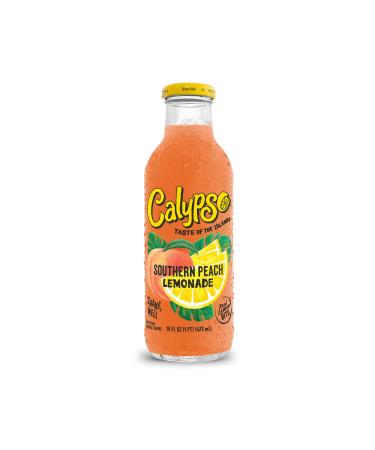 Calypso Lemonades | Made with Real Fruit and Natural Flavors | Southern Peach Lemonade, 16 Fl Oz (Pack of 12)