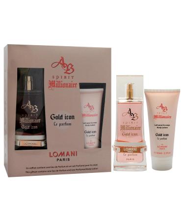 Lomani AB Spirit Millionaire Le Parfum Gold Icon for Women - 2 Pc Gift Set 3.3oz EDP Spray 3.3oz Body Lotion - Buy Online on GoSupps.com