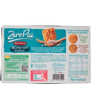 Balocco Zero Pi Biscotti Pack of 12 biscuits without added sugar rice flour oat flakes and crunchy 230 g pack + Italian Gourmet Polpa di Pomodoro box 400 g - Buy Online on GoSupps.com