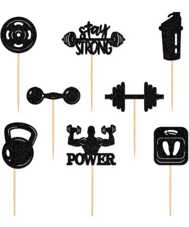 Blumomon 24-Pc Glitter Gym Theme Cupcake Toppers | Weightlifting & CrossFit Party Supplies | Fitness Birthday Decorations - Buy Online on GoSupps.com