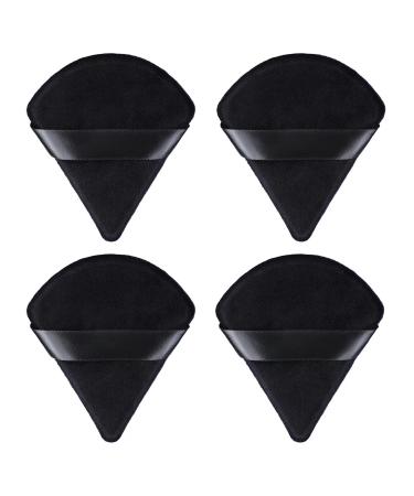 Powder Puff  WSYUB 4Pcs Blender Puff Pure Cotton Face Soft Triangle Wedge Makeup Pad for Undereye Makeup Loose Powder Mineral Powder Body Powder  Black  Cotton Velour Sponge Makeup Tool