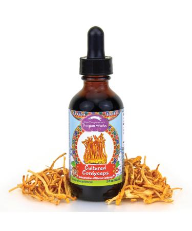 Dragon Herbs Cultured Cordyceps Drops Tibetan Wild Strain Mushroom Supplement Deep Rejuvenation Lung & Brain Power Stamina Triple Extractions Cordycepin Vegetarian 2 fl oz 60ml Tincture