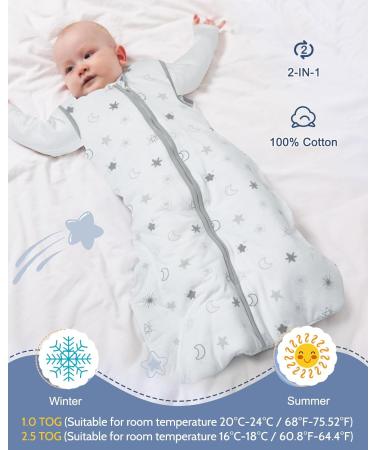 18-36 Months Lictin Baby Sleeping Bag - 100% Cotton, TOG 2.5, Sleeveless Sleep Sack with Long-Sleeve Onesie - All-Season Unisex Swaddle Wearable Blanket - Buy Online on GoSupps.com