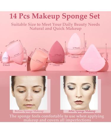 14 Makeup Blenders Sponge Set - BeautyBlenderss Foundation Sponges - Triangle Powder Puff - Finger Makeup Sponge | For Liquid Creams And Powders Coffee - Buy Online on GoSupps.com