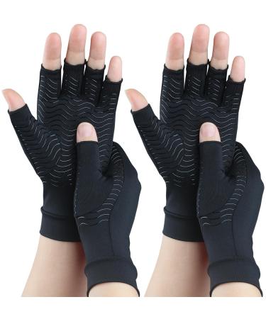 SHIFANQI 2 Pairs Copper Arthritis Compression Gloves for Women Men  Fingerless Glove for Carpal Tunnel  Hand Pain Relief Medium Open Finger