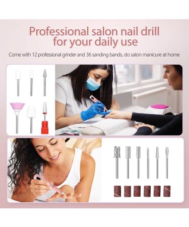 Aibeau Electric Nail File Portable 18000RPM Nail Drill Pink Rechargeable Nail Drill with Base for Nail Grinding & Polishing Gel Acrylic Nails Faster Remover Salon - Buy Online on GoSupps.com