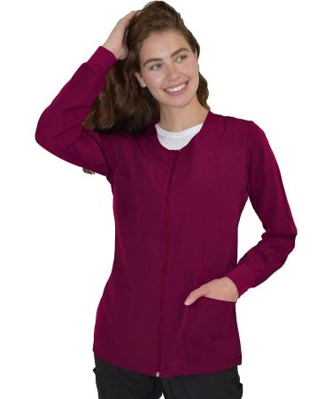 Green Town Women's Zip Front GT Performance Warm-Up Scrub Jacket - Large Wine/Berry - Buy Online on GoSupps.com
