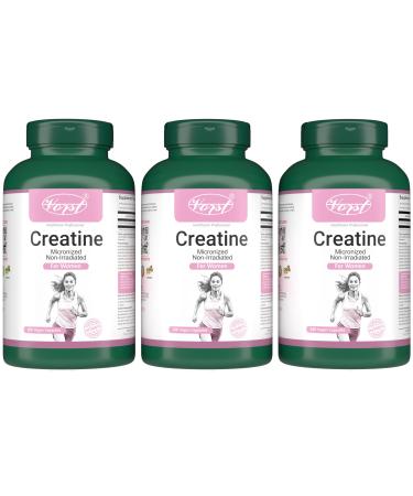 VORST Creatine Supplement for Women 3 x 180 Vegan Capsules | Monohydrate Micronized Non Irradiated | Pills for Adults of All Ages | 3 Bottles 540 count (Pack of 1)