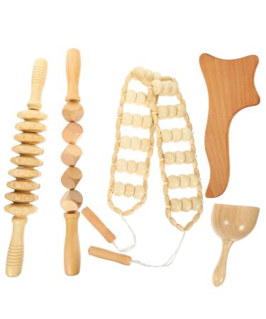 Lalafina 5st massage device from beech manual lymphatic massage set acupuncture massage massage Madera para masajes reductores wooden lymphatic drainage tool guasha-comb body wood massage comb