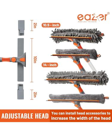 Eazer 2-in-1 Rotatable Window Squeegee Cleaner with 62'' Extension Pole - Telescopic Window Cleaning Kit for Indoor/Outdoor Glass - Buy Online on GoSupps.com
