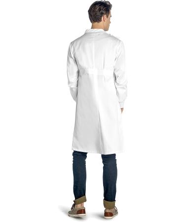 Dr. James Professional Lab Coat - Howie Style, Classic Fit, Mandarin Collar, Cuffed Sleeves, Unisex - White 43 Inch Length, X-Small - Buy Online on GoSupps.com
