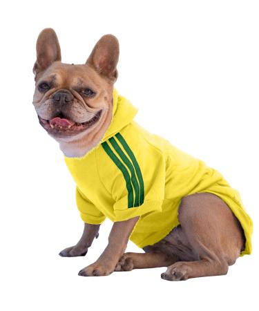Ducomi dog sweater with hood for all sizes and breeds - warm and soft dog clothing - single -colored sweater for pets and puppies (yellow m) m yellow