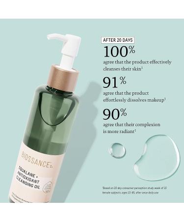 Biossance Squalane + Antioxidant Cleansing Oil - Lightweight Deep Cleansing and Makeup Remover for All Skin Types (6.7 oz) - Buy Online on GoSupps.com