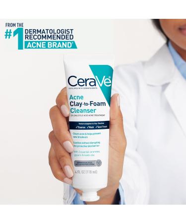 CeraVe Clay To Foam Acne Face Wash Multi-Use Salicylic Acid & Kaolin Clay Acne Spot Treatment Clears Pimples & Blackheads Prevents Breakouts Hydrates & Soothes Fragrance-Free Non-Comedogenic 4oz 4 Ounce (Pack of 1) - Buy Online on GoSupps.com