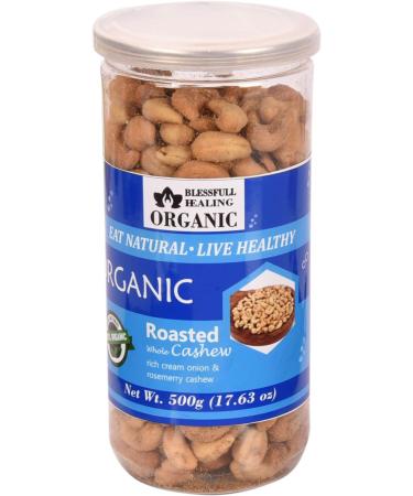 Blessfull Healing Organic Natural Vegan Rich Cream Onion Rosemerry Roasted Whole Cashew Nuts Crunchy Kaju 500 Gram - Buy Online on GoSupps.com