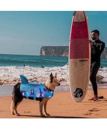 Cit toile Dog Life Jacket - Reflective Shark Swim Vest for Small Medium & Large Dogs | Safe & Stylish Blue Camo Design - Buy Online on GoSupps.com