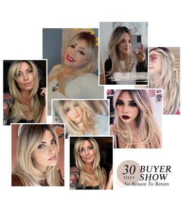 HAIRCUBE Long Blonde Layered Wig with Dark Roots - Synthetic Hair for Daily & Party Wear - Buy Online on GoSupps.com