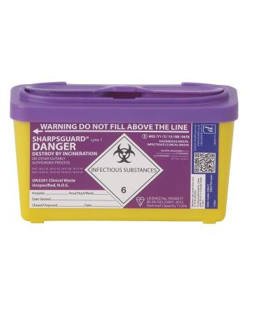 SharpsGuard Cyto 1 Litre Purple Lid Sharps Bin