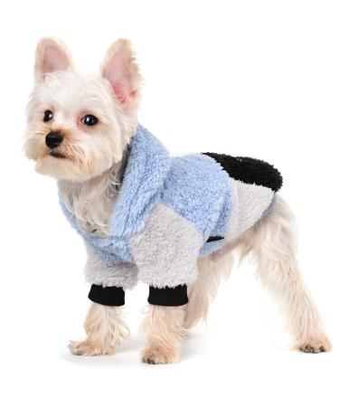 Small Dog Sweater,Fleece Dog Hoodie Sweater for Small Dog, Warm Fluffy Dog Winter Clothes for Chihuahua Yorkie,Teacup Dog, Pet Coat Doggie Sweatshirt,Cat Apparel Outfit (Small, Blue) Small Light Blue