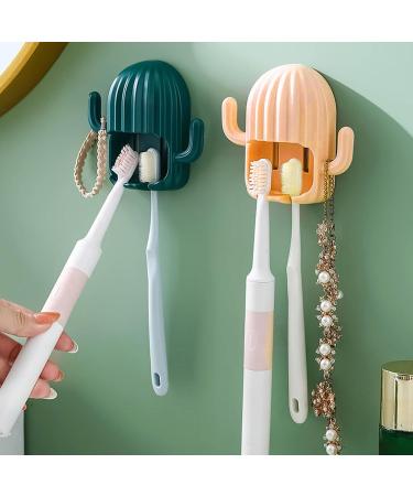 Haiaxx Wall-Mounted Cactus Toothbrush Holder - Multifunctional Bathroom Organizer & Hook for Razors | Stylish White Design - Buy Online on GoSupps.com