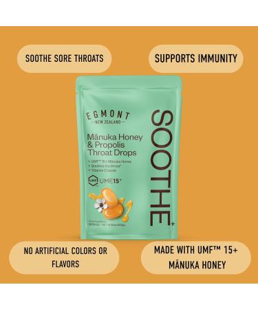 Egmont Honey Manuka Honey & Propolis Throat Drops 50 Count | UMF 15+ New Zealand Honey with Vitamin C | Soothing Natural Relief for Sore Throats - Buy Online on GoSupps.com