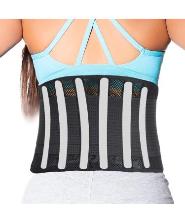 EKSMA Back Support Belt - Breathable Waist Lumbar Lower Back Brace Light Thin Orthopedic Rigid Adjustable Brace Dual Adjustable Straps(M)