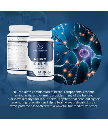 TRUE PROTOCOLS - Neuro Calm - L-Theanine (75mg) + GABA (75mg) + Glycine (250mg) + Bacopa (100mg) + Vitamin B6 (2.5mg) - 90 Highly absorbable Vegan Capsules - For Optimal Cognitive Health Mood Balance & Sleep - 100% Non-GMO Supplement - Buy Online on GoSupps.com