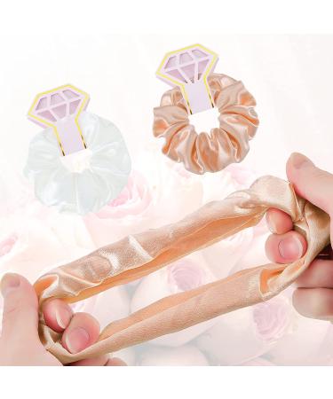 10-Piece Dark Pink and White Bridal Hair Scrunchies Set - Satin Bridesmaid Hair Ties for Wedding Accessories - Buy Online on GoSupps.com