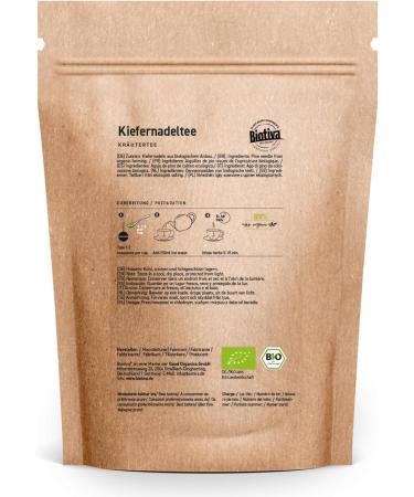  Biotiva Pine Needle Tea - 100g - Whole Pine Needles - Quality Controlled - 100% Natural and Vegan - Also suitable as a bath tea - Certified 100% Organic in Germany by Biotiva - Buy Online on GoSupps.com