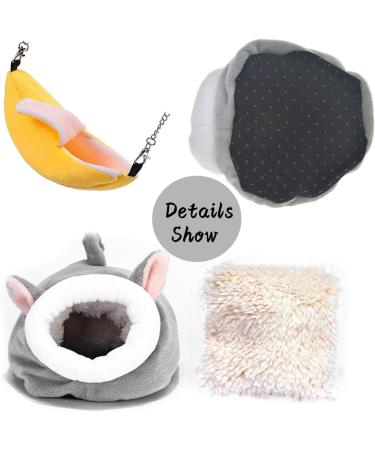 HzNzYHD Mini Hamster Bed with Winter Rat Hanging Hammock Banana Soft Warm Fleece Hamster Cave Nest for Small Animal - Buy Online on GoSupps.com