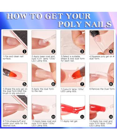 Poly Nail Extension Gel Kit - 8 Colors Builder Poly Nails Gel Set with Glitter, Base Top Coat, French Manicure Set - Perfect Valentine's Day Gift for Beginners - Buy Online on GoSupps.com