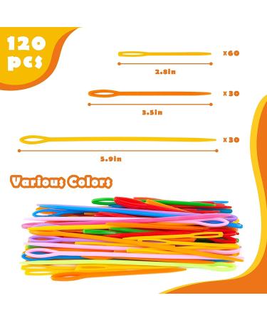 120PCS Large Eye Plastic Sewing Needles Set for Kids - Colorful Yarn Neddles for DIY Stitchery and Sewing Tapestry - Buy Online on GoSupps.com