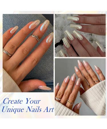 KQueenest Chrome Light Pink Short Square Press on Nails | Acrylic Soft Gel with Pearlescent Effect Perfect Petite False Nail Set for Women & Girls - Buy Online on GoSupps.com
